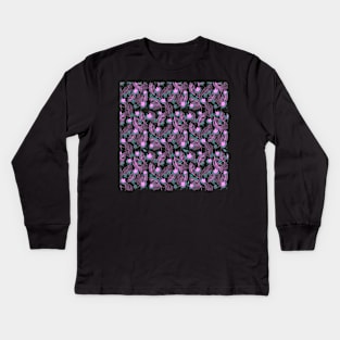 Pink flowers pattern Kids Long Sleeve T-Shirt